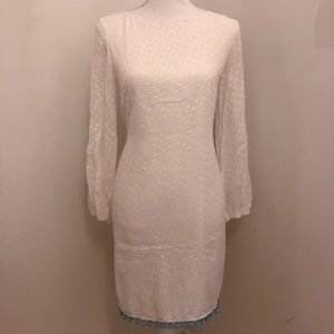 Sail to Sable Pom Pom Swiss Dot Silk Dress NWT